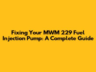 Fixing Your MWM 229 Fuel Injection Pump: A Complete Guide