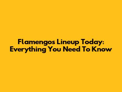 Flamengo's Lineup Today: Everything You Need To Know