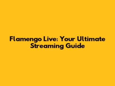 Flamengo Live: Your Ultimate Streaming Guide