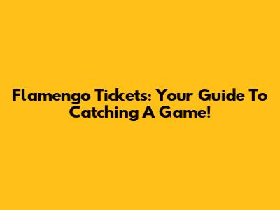 Flamengo Tickets: Your Guide To Catching A Game!