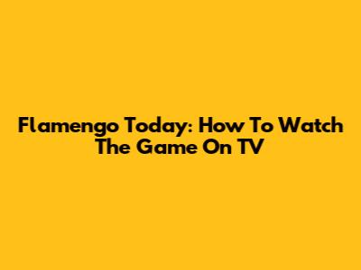 Flamengo Today: How To Watch The Game On TV