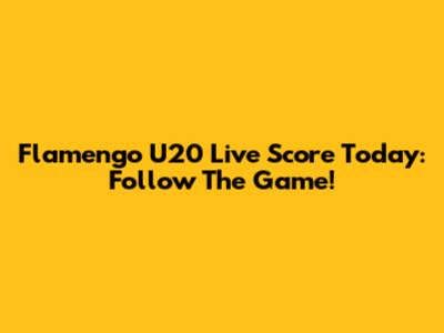 Flamengo U20 Live Score Today: Follow The Game!