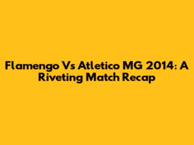 Flamengo Vs Atletico MG 2014: A Riveting Match Recap