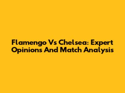 Flamengo Vs Chelsea: Expert Opinions And Match Analysis