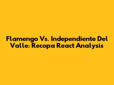 Flamengo Vs. Independiente Del Valle: Recopa React Analysis