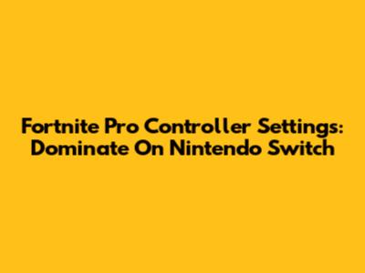 Fortnite Pro Controller Settings: Dominate On Nintendo Switch