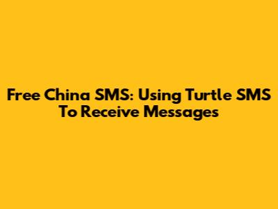 Free China SMS: Using Turtle SMS To Receive Messages