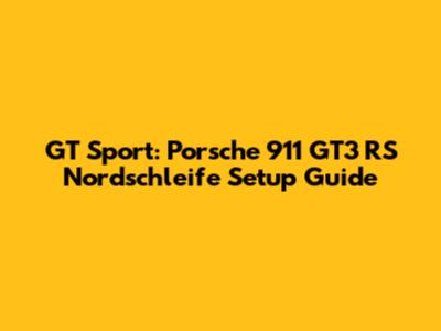 GT Sport: Porsche 911 GT3 RS Nordschleife Setup Guide