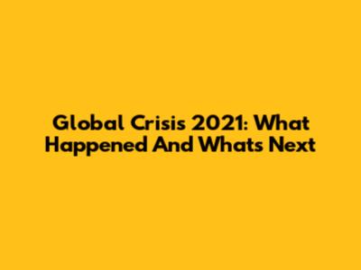 Global Crisis 2021: What Happened And What's Next