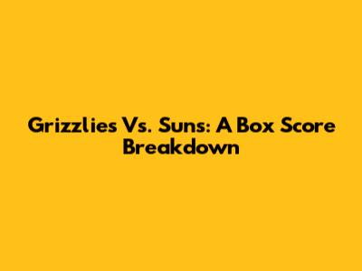 Grizzlies Vs. Suns: A Box Score Breakdown