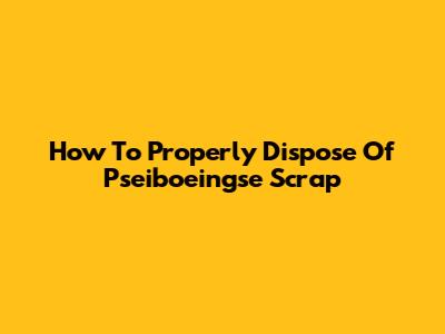 How To Properly Dispose Of Pseiboeingse Scrap