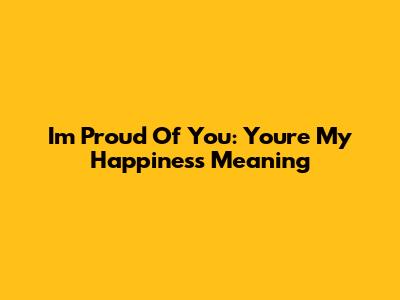 I'm Proud Of You: You're My Happiness Meaning