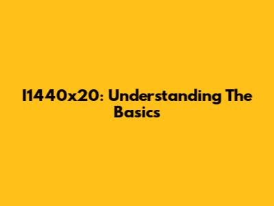 I1440x20: Understanding The Basics