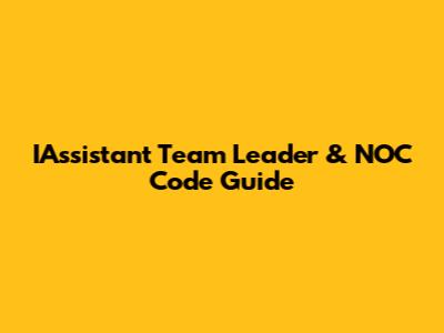 IAssistant Team Leader & NOC Code Guide