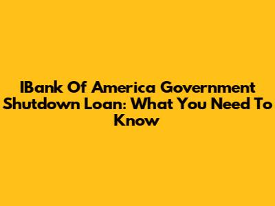 IBank Of America Government Shutdown Loan: What You Need To Know