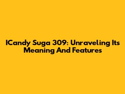ICandy Suga 309: Unraveling Its Meaning And Features