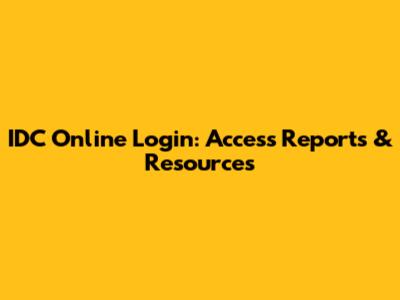 IDC Online Login: Access Reports & Resources