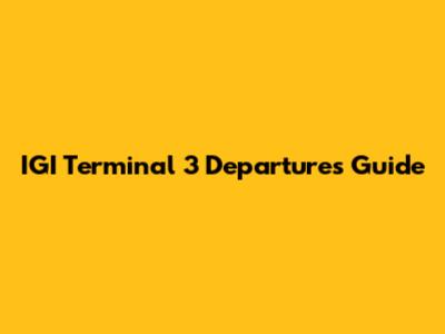 IGI Terminal 3 Departures Guide