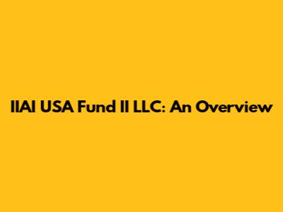 IIAI USA Fund II LLC: An Overview