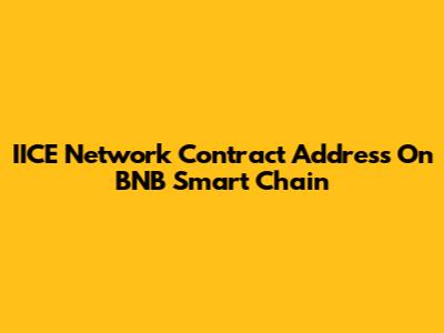 IICE Network Contract Address On BNB Smart Chain