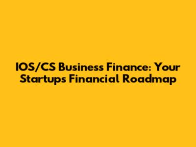 IOS/CS Business Finance: Your Startup's Financial Roadmap