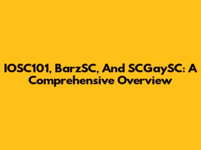 IOSC101, BarzSC, And SCGaySC: A Comprehensive Overview