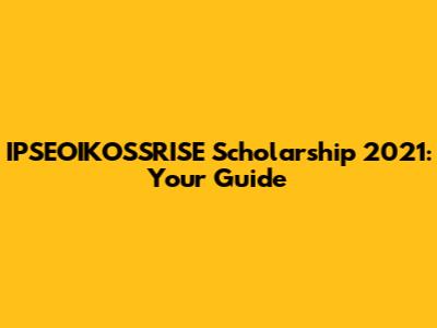 IPSEOIKOSSRISE Scholarship 2021: Your Guide