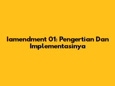 Iamendment 01: Pengertian Dan Implementasinya