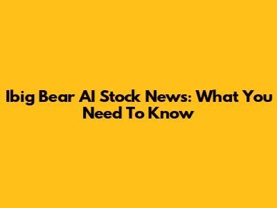 Ibig Bear AI Stock News: What You Need To Know