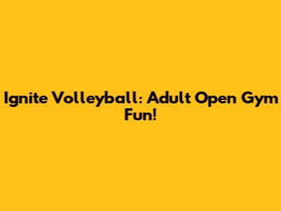Ignite Volleyball: Adult Open Gym Fun!