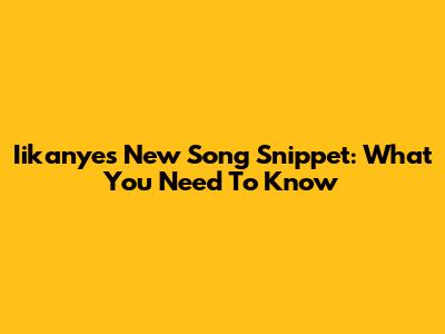 Iikanye's New Song Snippet: What You Need To Know