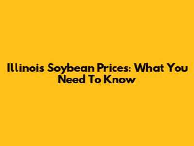 Illinois Soybean Prices: What You Need To Know