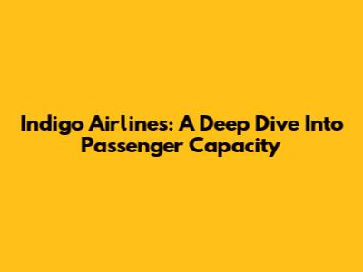 Indigo Airlines: A Deep Dive Into Passenger Capacity
