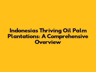 Indonesia's Thriving Oil Palm Plantations: A Comprehensive Overview