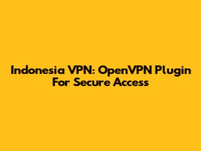 Indonesia VPN: OpenVPN Plugin For Secure Access