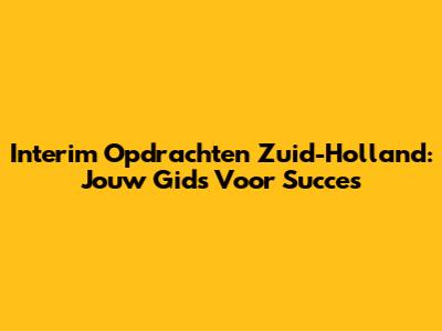 Interim Opdrachten Zuid-Holland: Jouw Gids Voor Succes