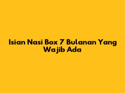 Isian Nasi Box 7 Bulanan Yang Wajib Ada