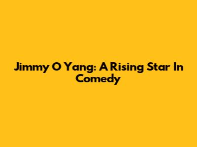 Jimmy O Yang: A Rising Star In Comedy