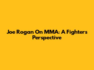Joe Rogan On MMA: A Fighter's Perspective