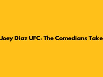 Joey Diaz UFC: The Comedian's Take