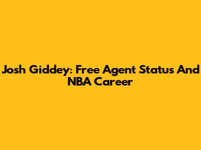 Josh Giddey: Free Agent Status And NBA Career