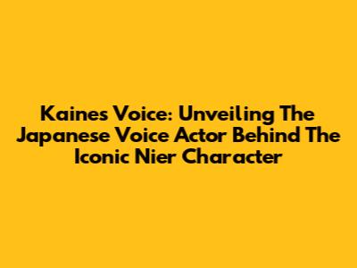 Kaine's Voice: Unveiling The Japanese Voice Actor Behind The Iconic Nier Character