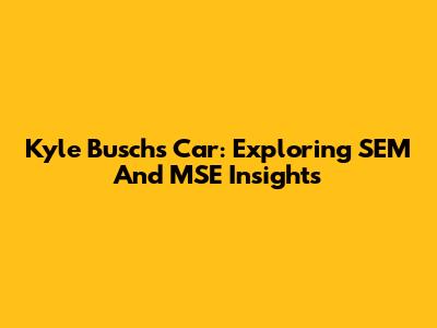 Kyle Busch's Car: Exploring SEM And MSE Insights