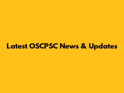 Latest OSCPSC News & Updates
