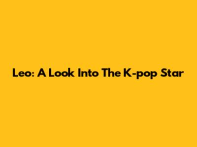 Leo: A Look Into The K-pop Star