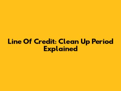Line Of Credit: Clean Up Period Explained