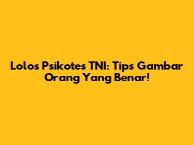 Lolos Psikotes TNI: Tips Gambar Orang Yang Benar!