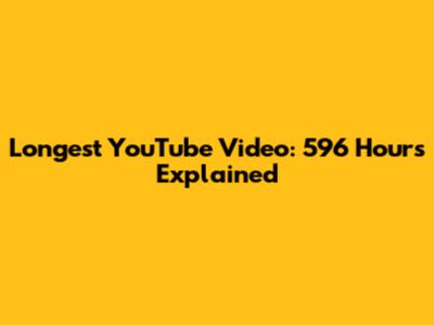 Longest YouTube Video: 596 Hours Explained