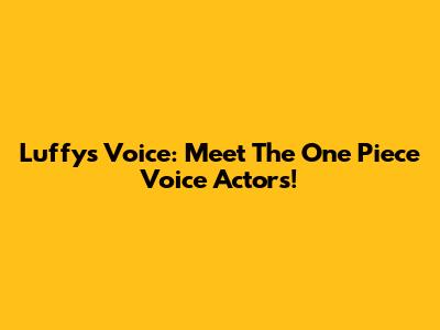Luffy's Voice: Meet The One Piece Voice Actors!