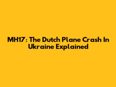 MH17: The Dutch Plane Crash In Ukraine Explained